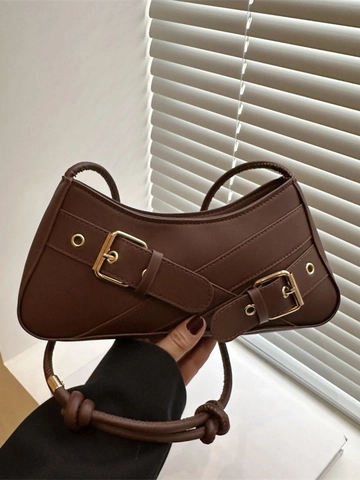 Women Vintage PU Leather Underarm Bag Fashion Metal Buckle Decoration Knotted Strap Small Square Shoulder Bag For Commute