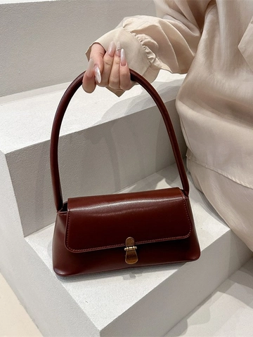 Retro Achsel Umhängetasche PU Leder Vintage Metallschloss Minimalistische Handtasche Für Damen Vielseitiges Elegantes Modeaccessoire
