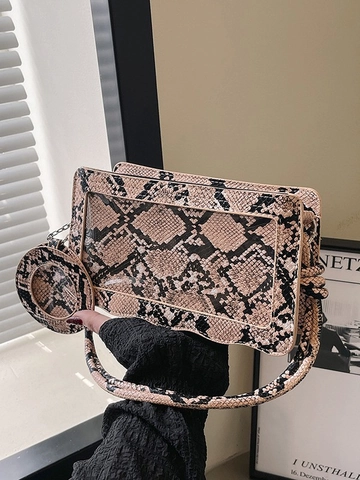 Snake Print Crossbody Bag For Women PU Leather With Transparent Window And Round Coin Purse Fashion Shoulder Bag