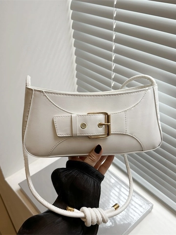Sac Baguette Sous Les Bras Pour Femmes En Cuir PU Avec Boucle Dorée Bandoulière Nouée Style Coréen