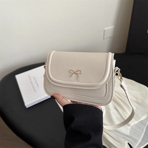 Bolso de Bandolera Cuadrado Pequeño para Mujer con Lazo de Metal Cuero PU Color Sólido Correa Ajustable Bolso de Hombro Diario