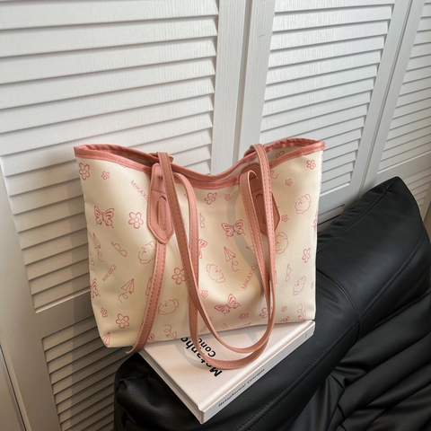 Borsa Tote da Donna in Pelle PU a Grande Capacità Borsa a Tracolla alla Moda con Stampa Cane Cartone Animato Borsa Casual per Pendolari