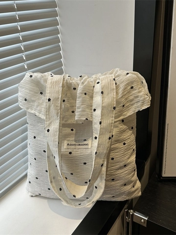 Geblümte Tote Bag Mit Rüschen Aus Chiffon Große Kapazität Süße Schulterhandtasche Aus Crinkle Stoff Für Damen