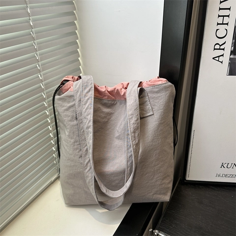 Borsa Tote Plissettata Da Donna Borsa A Spalla Minimalista Con Coulisse E Fodera A Contrasto Borsa A Mano Casual