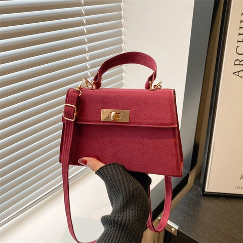 Damen Retro PU Leder Quadratische Umhängetasche Matte Textur Handtasche Mit Klappenschloss Pendler Kleine Schultertasche
