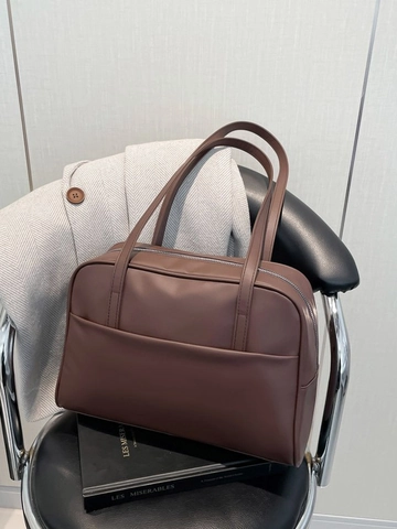 Minimalistische PU Leder Unterarmtasche Für Damen Große Kapazität Schulter Tote Bag Mit Vordertasche Reißverschluss Pendler Handtasche