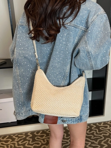 Damen Stroh Gewebte Hobo Unterachsel Tasche Handgefertigt Casual Sommer Urlaub Retro Halbmond Schultertasche Mit PU Leder