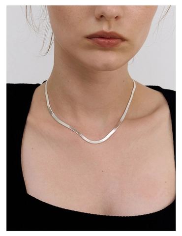 Collar De Cadena De Serpiente Plana Minimalista De Cobre Plateado Gargantilla De Espiga Para Mujer Joyería Elegante