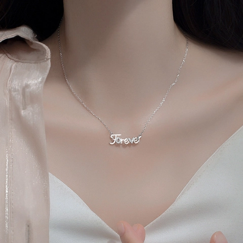 Forever Buchstaben Anhänger Halskette Kupfer Gold Silber Plattiert Zirkonia Eingelegt O-Kette Choker Damen Täglich Schmuck Geschenk