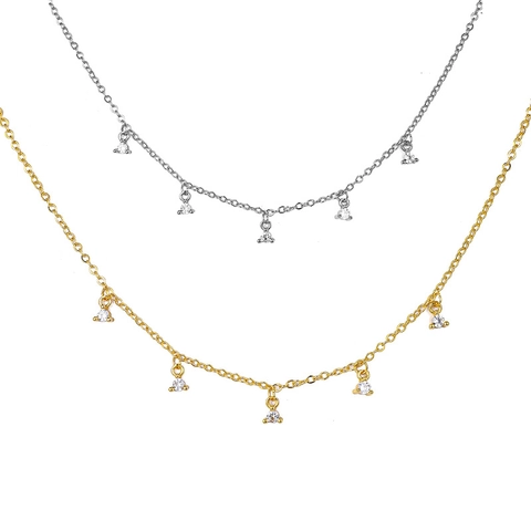 Collana In Rame Con Zirconia Cubica Triangolare Per Donna Gioielli Di Moda Minimalisti Catena Per Clavicola Elegante