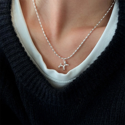 Collana Con Ciondolo Cane Palloncino Ottone Rame Placcato Oro Gioielli Minimalisti D'arte Moderna Per Donna