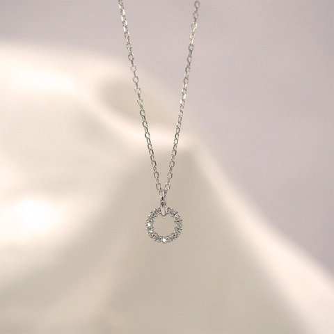 Geometrische Cirkel Hanger Ketting Van Koper Met Zirkonia Inleg Minimalistische Platina Vergulde Sieraden Voor Dames