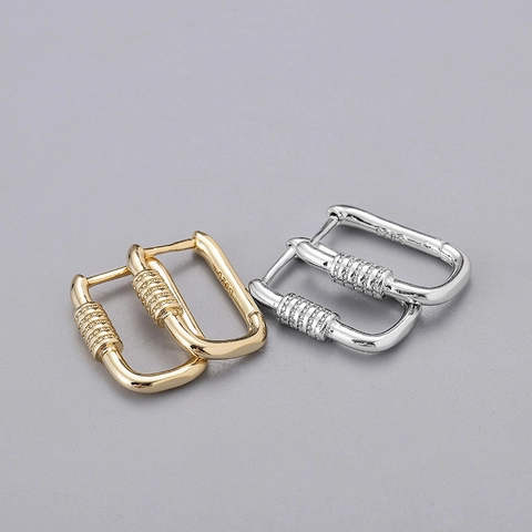 Orecchini A Cerchio Rettangolari A Forma Di U Moschettone Rame Con Zirconia Gioielli Di Moda Regalo Per Donna