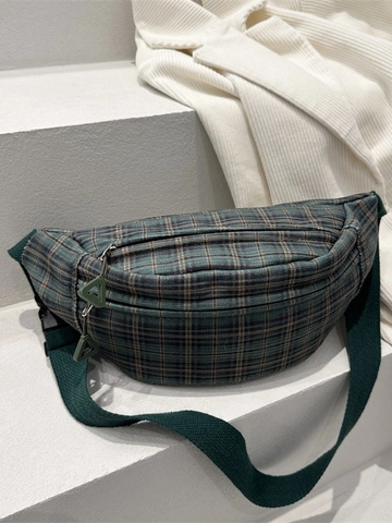 Sac Banane En Toile Écossaise Vintage Pour Femmes Motif À Carreaux Rétro Forme Demi-Lune Sac De Poitrine Sangle Réglable