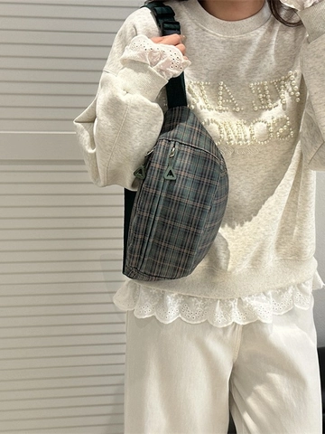 Sac Banane En Toile Écossaise Vintage Pour Femmes Motif À Carreaux Rétro Forme Demi-Lune Sac De Poitrine Sangle Réglable