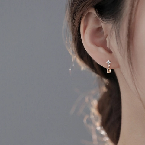 Elegant Teardrop Zirconia Stud Earrings With 925 Sterling Silver Earring Post Minimalist Copper Jewelry Gift For Women