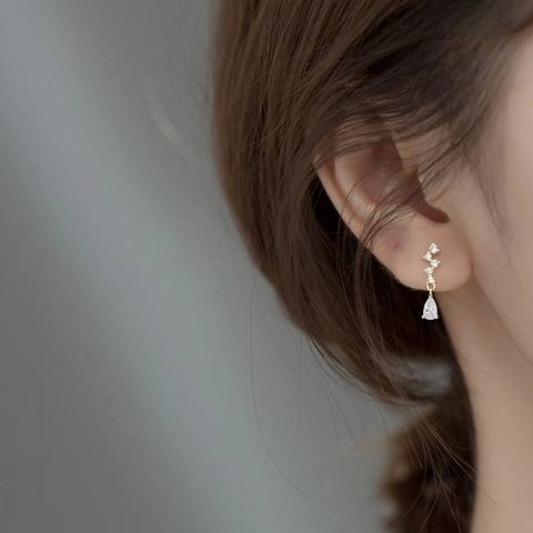 Orecchini A Goccia Per Donna Minimalista Zirconia Cubica Goccia D'acqua Forma Di Pera Gioielli Rame Accessorio Stile Elegante
