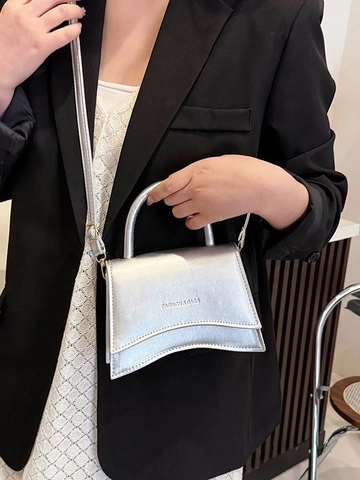 Borsa a Mano Moderna in Pelle PU Fondo Curvo Borsa a Tracolla a Clessidra Per Donna Moda Stampa Lettera Borsa a Spalla