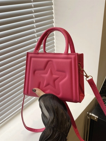 Women Star Embossed PU Leather Handbag Fashion Small Square Crossbody Bag With Adjustable Shoulder Strap Lady Chic Satchel