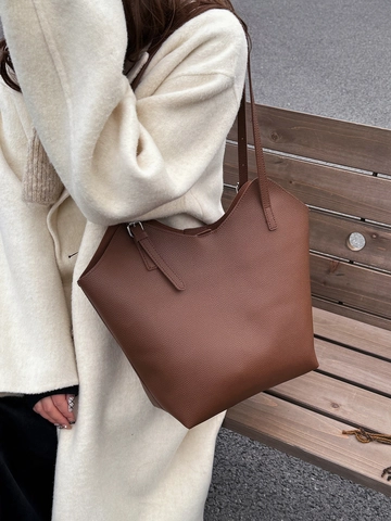 Borsa Tote Grande Capacità In Pelle PU Grana Litchi Minimalista Tracolla Regolabile Borsa A Mano Quotidiana Versatile Da Donna