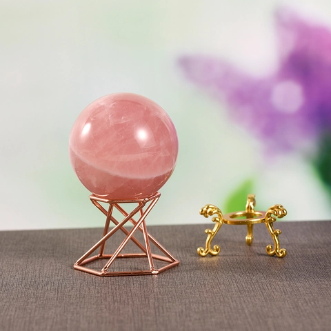 Crystal Ball Display Stand Metal Carved Tripod Resin Hexagonal Geometric Holder For Minerals Spheres Home Decor Ornament