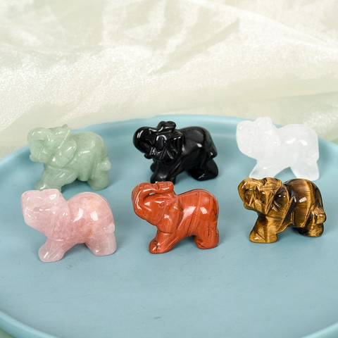 Statuina di Elefante in Pietra Cristallo Naturale Statua Animale Intagliata a Mano Decorazione in Pietra per Casa Ufficio Scrivania Ornamento Regalo