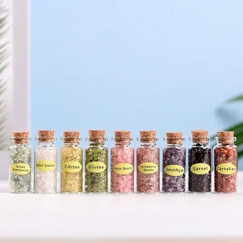 Natural Crystal Chips Assortment Mini Glass Bottles Healing Stones Gemstone Collection For Home Decor Gift Education