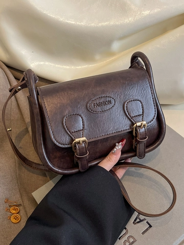 Vintage Britischer Stil Kleine Quadratische Umhängetasche Für Damen Retro PU Leder Messenger Schultertasche Mit Schnallen