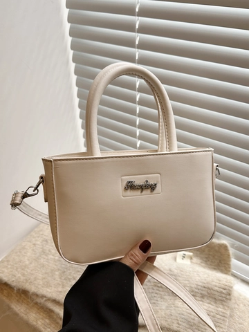 Damen PU Leder Kleine Quadratische Handtasche Modern Minimalistische Umhängetasche Mit Verstellbarem Riemen Metall Logo Schultertasche