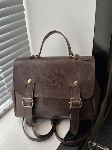 Damen Retro PU Leder Rucksack Preppy Stil Klappe Doppel Schnalle Schultertasche Wasserdicht Reise Pendeln College Schule Büchertasche