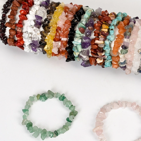 Natural Crystal Irregular Gravel Chip Bracelet For Women Handmade Elastic Stone Healing Gemstone Bracelet Jewelry Gift