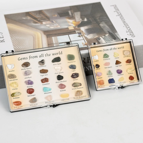 Set Collezione di Campioni di Cristalli Minerali Misti Naturali Regalo Scientifico di Geologia Educativa Pietre Lucidate