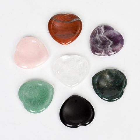 Φυσικός Ημιπολύτιμος Λίθος Καρδιά Worry Stone Χειροποίητο Λουστραρισμένο Πέτρα Μασάζ για Ανακούφιση από το Στρες Διακόσμηση
