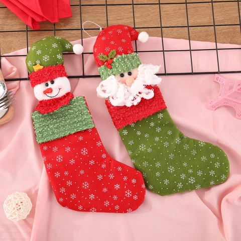 Decorazioni Da Appendere Calza Di Natale Babbo Natale Pupazzo Di Neve Tessuto Non Tessuto Motivo Fiocco Neve Sacchetti Regalo