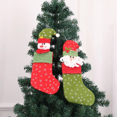 Decorazioni Da Appendere Calza Di Natale Babbo Natale Pupazzo Di Neve Tessuto Non Tessuto Motivo Fiocco Neve Sacchetti Regalo