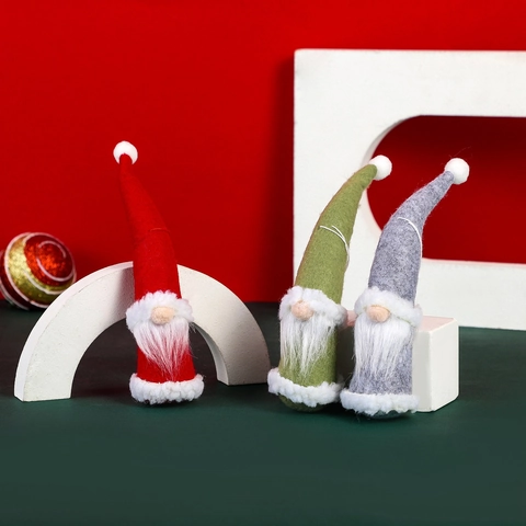 Noorse Polyester Stof Kerst Kabouter Hangende Ornamenten Gezichtsloze Kerstman Pluche Pop Voor Kerstboom Thuis Decoratie