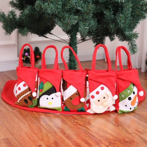 Weihnachten Vliesstoff Geschenktüte Cartoon Weihnachtsmann Schneemann Rentier Pinguin Lebkuchenmann Handtasche Für Party Deko