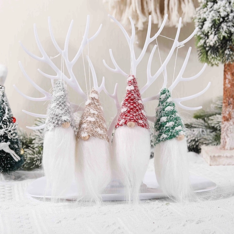 Ornamenti Di Gnomi Di Natale Decorazioni Sospese Tomte Nordico Cappelli In Maglia Lunghe Barbe In Pelliccia Sintetica
