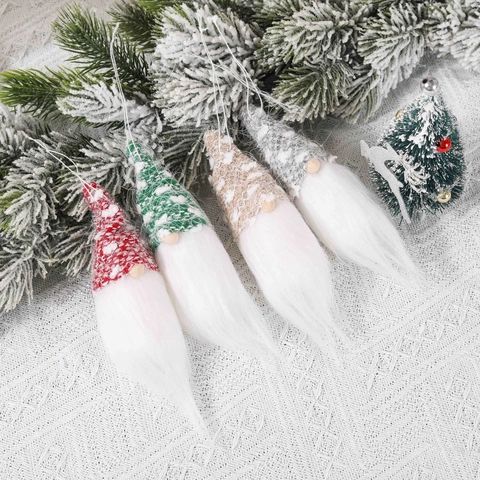 Ornamenti Di Gnomi Di Natale Decorazioni Sospese Tomte Nordico Cappelli In Maglia Lunghe Barbe In Pelliccia Sintetica