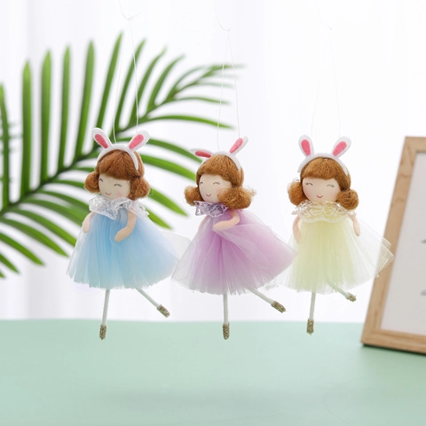 Set di Decorazioni Appese Bambina con Orecchie di Coniglio di Pasqua Gonna a Rete Bambola Balletto per Festa Casa Regalo Bambini