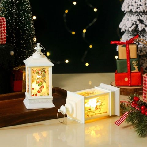Lanterna Natalizia LED Luce Calda Vintage Retrò Plastica Lampada A Vento Ornamento Decorazione Da Tavolo Luce Notturna Festiva