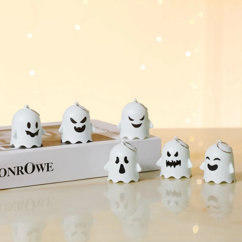 Halloween Ghost LED Lights Hanging Ornaments Plastic Cute Cartoon Expressions Party Props Desktop Decoration