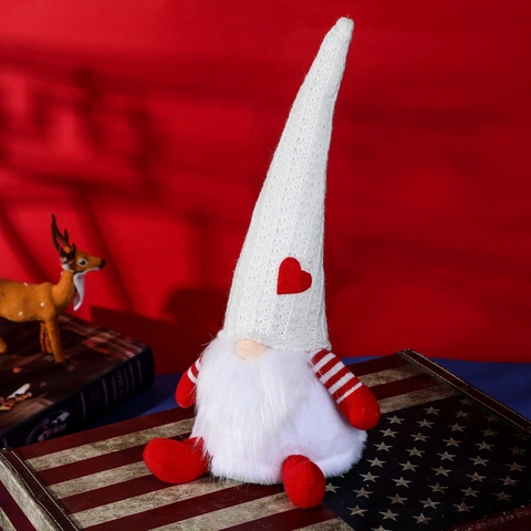 Muñecos Gnomos de Navidad Sin Rostro con Luces LED Gorro de Punto Corazón Estrella Adornos de Gnomo de Peluche