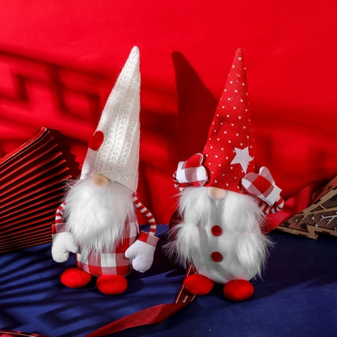 Handmade Knitted Christmas Gnomes Plush Decorations Nordic Faceless Doll Tomte Gnome Ornaments For Holiday Home Table Decor