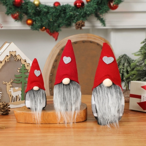 Gnomo di Natale Tomte Svedese Fatto a Mano Cappello Rosso Maglia Quadri Buffalo Bambola Nordica Decorazione Casa Festa Ornamento