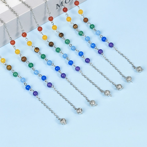 Naturkristall Sechskant Säule Pendel Halskette 7 Chakra Heilsteine Spitze Anhänger Für Meditation Wahrsagung