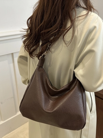 Retro Hobo Handtasche Für Damen Große Kapazität PU Leder Tote Bag Mit Goldener Kette Für Den Täglichen Gebrauch
