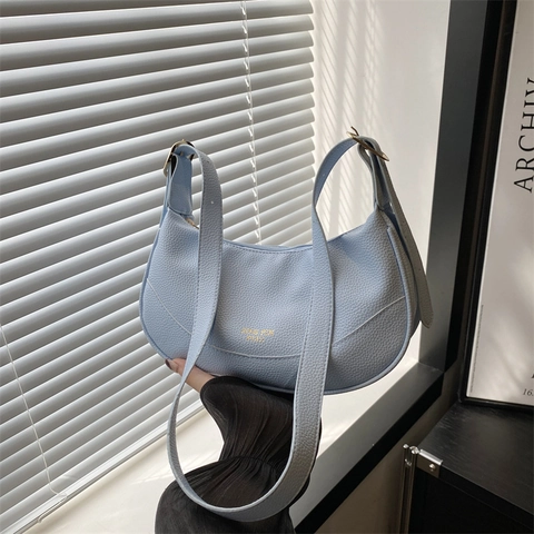 Borsa Hobo a Mezzaluna in Pelle PU Minimalista Urbana per Donna Borsa a Tracolla Leggera Casual con Cerniera per Viaggio Quotidiano