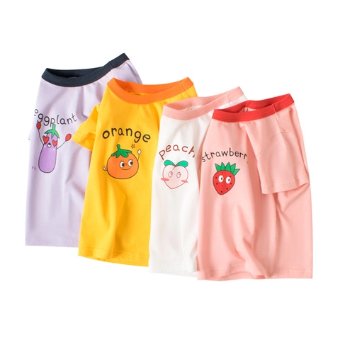 Camiseta De Manga Corta Para Niñas 100% Algodón Verano Patrón De Frutas Y Verduras Dibujos Animados Estilo Coreano Top Casual