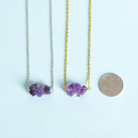 Natural Irregular Crystal Raw Stone Pendant Necklace For Women Gold Silver Alloy Chain Bohemian Healing Stone Jewelry Gift